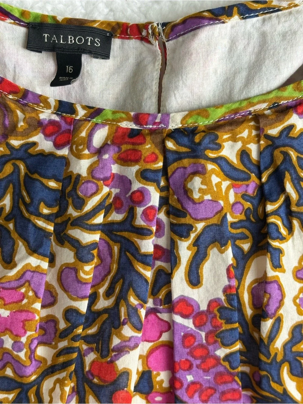 Talbots Lined Paisley Print Shell - Size 16 (XL) - Picture 7 of 15